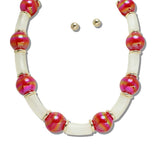 111568, IRIDESCENT CHUNKY BALL AND CELLULOID ACEATE NECKLACE