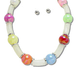 111568, IRIDESCENT CHUNKY BALL AND CELLULOID ACEATE NECKLACE