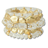 111569, NUGGET ACCENT MULTI LAYERED BEADED STERETCH BRACELET