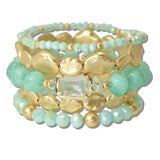 111569, NUGGET ACCENT MULTI LAYERED BEADED STERETCH BRACELET