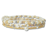 111570, DAINTY PEARL AND BEADED MULTI LAYERED STRETCH BRACELET