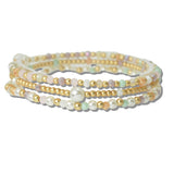 111570, DAINTY PEARL AND BEADED MULTI LAYERED STRETCH BRACELET