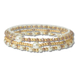 111570, DAINTY PEARL AND BEADED MULTI LAYERED STRETCH BRACELET