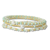 111570, DAINTY PEARL AND BEADED MULTI LAYERED STRETCH BRACELET