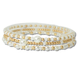 111570, DAINTY PEARL AND BEADED MULTI LAYERED STRETCH BRACELET