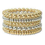 111571, MIXED METAL MULTI LAYERED BEADED STRETCH BRACELET