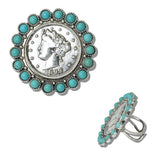 Western Turquoise Coin Cuff Ring