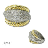 14K Gold Plated TWO Tone Twisted Cable CZ Band Designer Inspired Ring - view 2