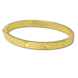 111578, STAINLESS STEEL RIBBED GEOMETRIC BANGLE DESIGNER INSPIRED BRACELET