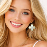 111580, SHELL CROSS DROP EARRINGS