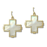 111580, SHELL CROSS DROP EARRINGS