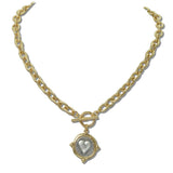 111582, ENGRAVED HEART PENDANT TOGGLE NECKLACE