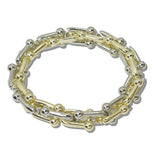 111585, 14K GOLD PLATED BALL LINK DESIGNER INSPIRED STRETCH BRACELET