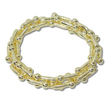 111585, 14K GOLD PLATED BALL LINK DESIGNER INSPIRED STRETCH BRACELET