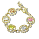 111587, 14K GOLD PLATED MULTI CZ DESIGNER INSPIRED BRACELET