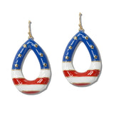 111593, AMERICAN FLAG ENAMEL TEARDROP EARRINGS