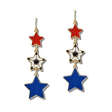 111594, WORLD CUP SOCCER USA STAR TIERED DROP EARRINGS