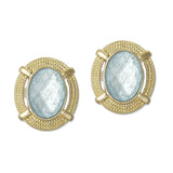 Vintage Inspired Textured Oval Stud Earrings - view 5