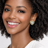 111601, 14K GOLD LATED PAVE CUBIC ZIRCONIA ROPE HEART STUD EARRINGS