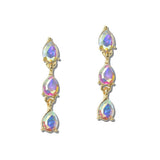 111605, CRYSTAL TRIPLE TEARDROP LINEAR EARRINGS