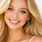 111605, CRYSTAL TRIPLE TEARDROP LINEAR EARRINGS