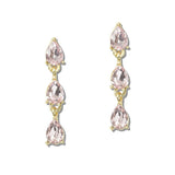 111605, CRYSTAL TRIPLE TEARDROP LINEAR EARRINGS