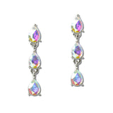 Crystal Triple Teardrop Linear Earrings - view 7