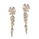 111607, CRYSTAL FLORAL VINE LINEAR DROP EARRINGS