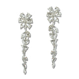 111607, CRYSTAL FLORAL VINE LINEAR DROP EARRINGS