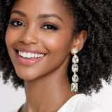 111608, MIXED CUT CRYSTAL LINEAR DROP EARRINGS