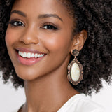 111610, WESTERN OVAL TURQUOISE STONE CONCHO DROP EARRINGS