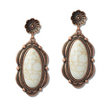 111610, WESTERN OVAL TURQUOISE STONE CONCHO DROP EARRINGS