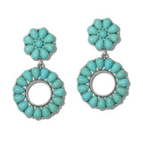 111611, WESTERN TURQUOISE FLORAL DROP EARRINGS