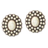 111613, WESTERN TURQUOISE STONE CLUSTER EARRINGS