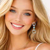 111615, WESTERN HORSEBIT TURQUOISE STONE ACCENT EARRINGS