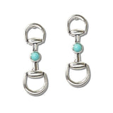 111615, WESTERN HORSEBIT TURQUOISE STONE ACCENT EARRINGS