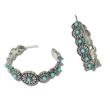 Western Turquoise Concho Floral Hoop Earrings - view 2