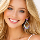 111617, AB CRYSTAL MARQUISE CLUSTER DROP EARRINGS wholesale fashion jewelry - GOOD FEELINGS, INC