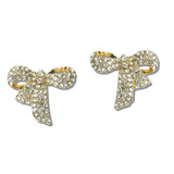 111619, PAVE CRYSTAL RIBBON BOW STUD EARRINGS wholesale fashion jewelry - GOOD FEELINGS, INC