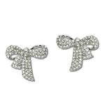 111619, PAVE CRYSTAL RIBBON BOW STUD EARRINGS wholesale fashion jewelry - GOOD FEELINGS, INC