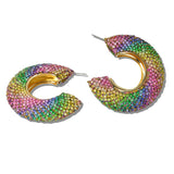 Pave Crystal Thick Hoop Earrings - view 2