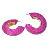 Pave Crystal Thick Hoop Earrings - view 3