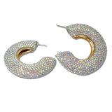 Pave Crystal Thick Hoop Earrings - view 4