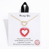 Always YOU Pave CZ Valentine Heart Outline Pendant Necklace