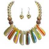 Multi Striped Acrylic Fringe Statement Necklace
