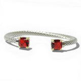 14K Gold Plated TWO Tone Twisted Cable Stone Cuff Bracelet - view 5