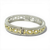 14K Gold Plated Cable and Paperclip Chain Hinged Designer Inspired Bracelet - view 2