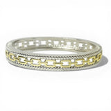 14K Gold Plated Cable and Paperclip Chain Hinged Designer Inspired Bracelet