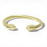 14K Gold Plated Bullet CAP Twisted Cable Cuff Designer Inspired Bracelet