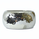 Polished Textured Hammered Wide Hinged Bangle Bracelet